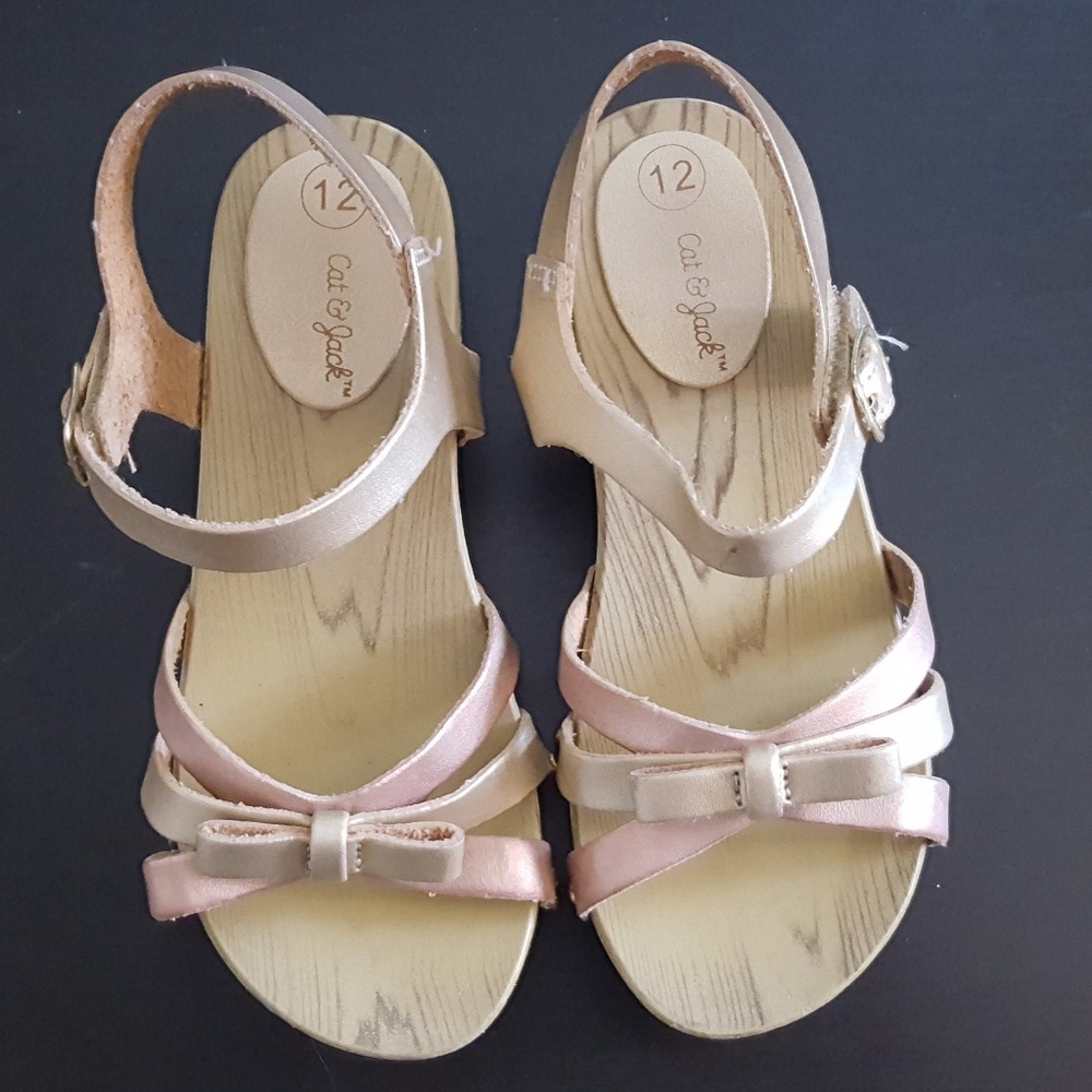Girls Rose Gold & Gold Heeled Sandals size 12